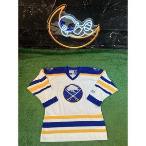 Vintage‎ RBK Buffalo Sabres Hockey White Jersey Youth Size XL X-Large Blank